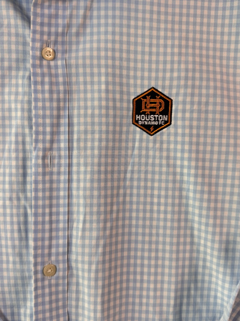 Vineyard Vines Houston FC Classic Fit Murray Blue Gingham Mens Button Down Shirt - Picture 2 of 7